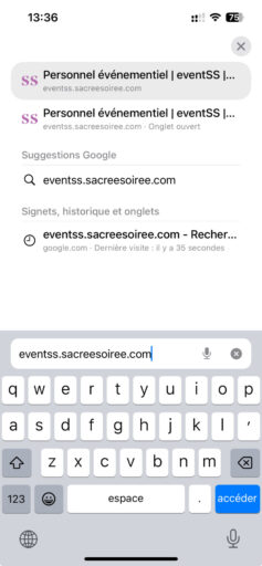 Recherche site web eventSS sur le moteur de recherche