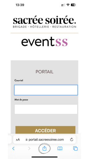 Accès aux paramètres de la page de connexion du site eventSS